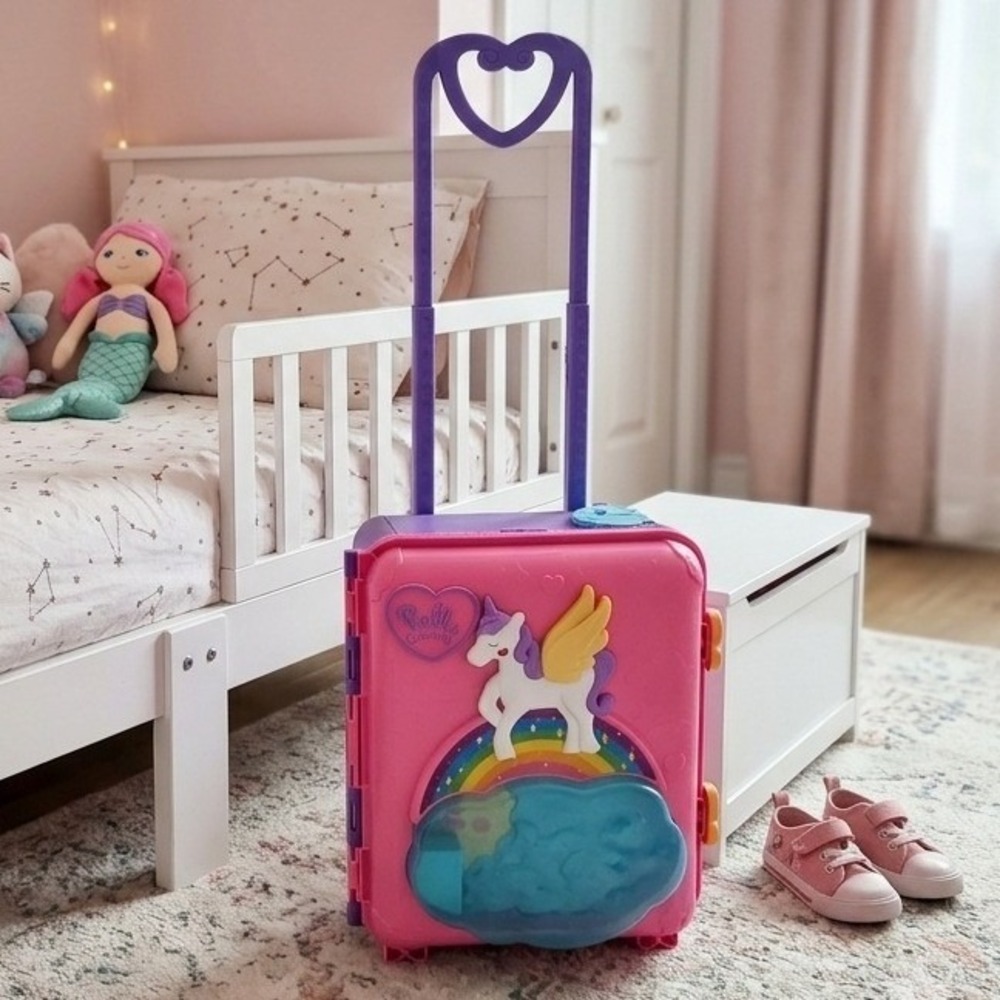 Polly Pocket Starlight Castle Unicorn Party Suitcase Playset HKV43 Pink Purple